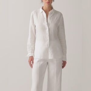 J Crew Wren Slim White Shirt in Baird McNutt Irish Linen size 16 BY685